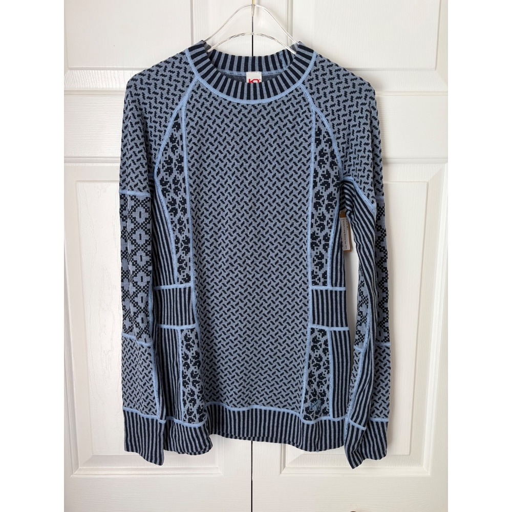 Kari Traa Freestyle Long Sleeve Top Womens L Iris Blue 100% Wool Base Layer